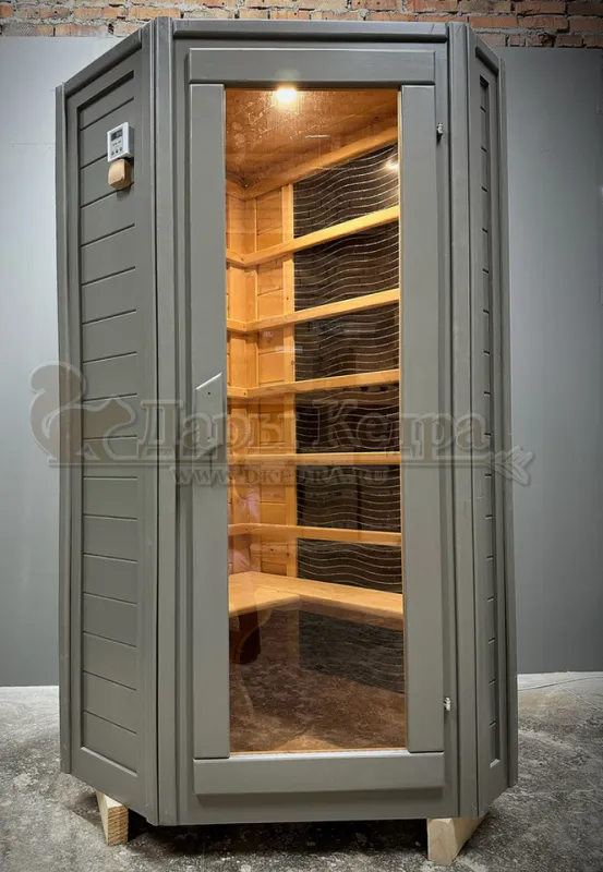 Одноместная угловая инфракрасная сауна кабина из кедра с карбоновыми излучателями