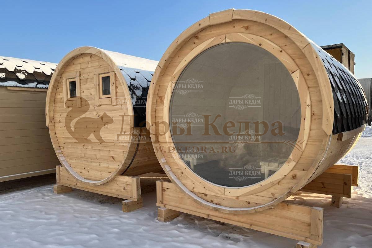 Баня-бочка круглая из кедра 4 метра